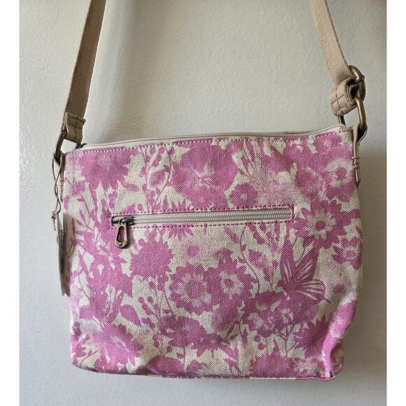 Sakroots Artist Circle Linen Uncoated Canvas Zipper Top Crossbody Rose in Bloom - Picture 2 of 12